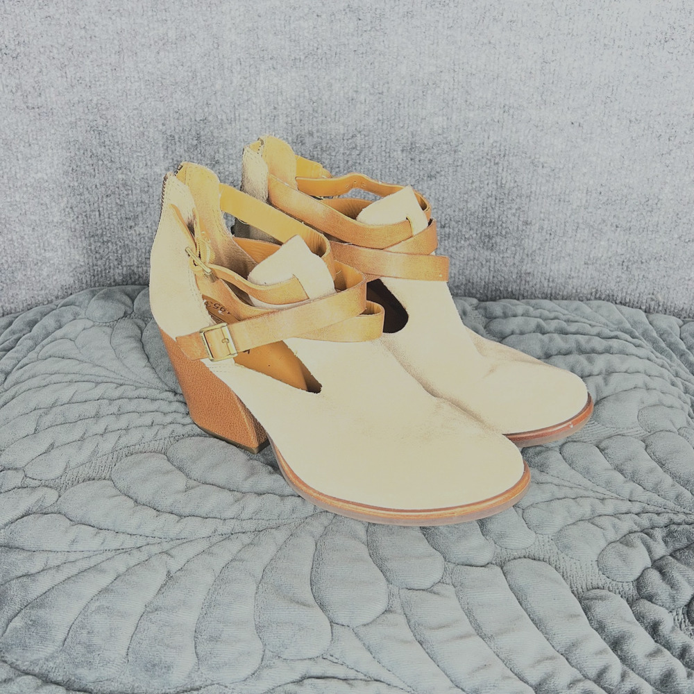 Kork-Ease Stina Strappy Suede Ankle Booties Womens 8M Beige Tan Boho Flirty Chic